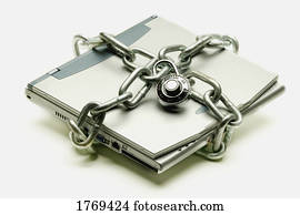 A laptop computer with a padlock