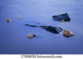 Businessman dead in the water with briefcase