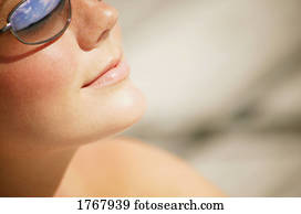 closeup, közül, egy, woman's, arc