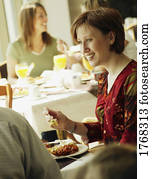 comer, brunch, em, um, restaurante