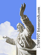 mãos, esticado, direção, céu