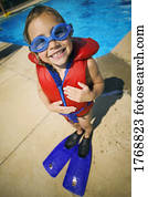 um, criança, pronto ir, natação