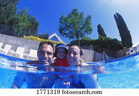 grupo familiar, em, piscina