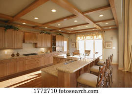 interior, de, modernos, jantar, cozinha