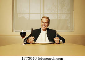 Man waiting in anticipation for meal