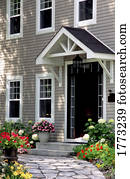 modernos, casa, com, flores