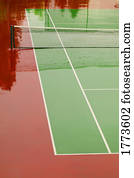 quadra tênis, inundado