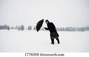 homem, batalhando, contra, a, neve