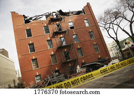 Wreck of a burned out building