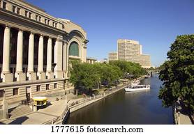 canal, e, edifícios