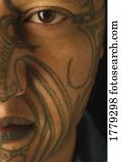 closeup, de, nativo, rosto