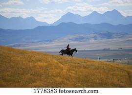 Cowboy on Horseback Southern Alberta