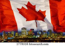 Flag of Canada over Alberta's Capital City