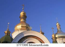 Gilded domes and church spires Saint Sophia Cathedral Kiev Ukraine