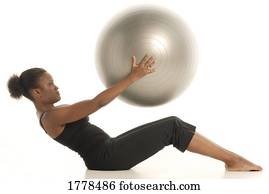 mulher, com, exercite-se bola