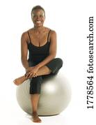 mulher, ligado, exercite-se bola