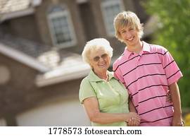 Senior with teenager Senior with teenager