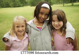 Three young friends in the park