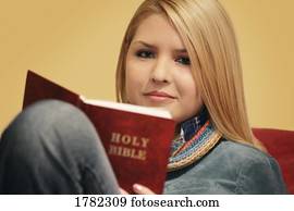 adolescente, com, bíblia