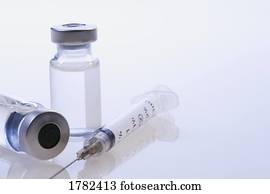 closeup, de, siringa, e, frascos