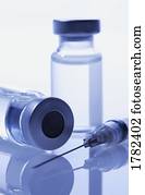 closeup, de, um, frasco, e, agulha