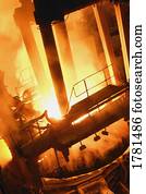 fundido, aço, fábrica