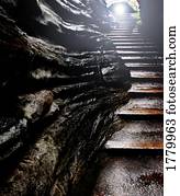 um, escadaria, através, um, caverna