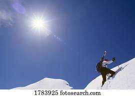 Climber near summit of Steens Mountain.