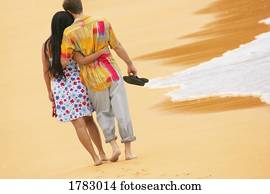 Couple walking on a beach Couple walking on a beach