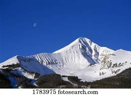Lone Peak view with moon above