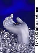 prata, passe segurar, chip computador