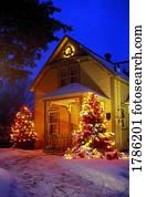 casa, decorado, em, natal