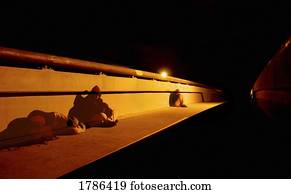 desabrigado, homens, ligado, ponte