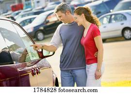 par, interessado dentro, um, car