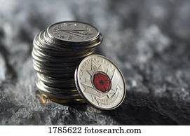 Stack of Canadian coins