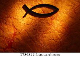 Symbolic fish on textured background