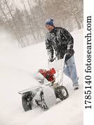 um, homem, snow-blowing