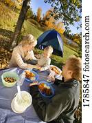 Young family camping