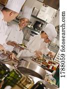 cozinheiro, em, um, cozinha