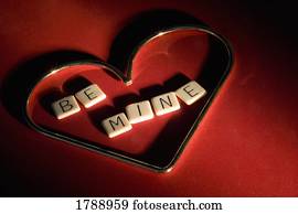 Be mine spelled inside heart