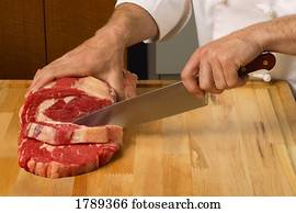 carne cortante, em, bifes