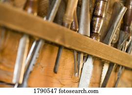 ferramentas, pendurar, um, prateleira