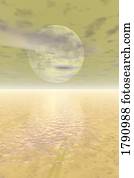 Moon setting over water