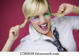 mulher, com, energia