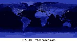 terra, luzes, à noite