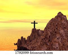 crucifixos, ligado, pico montanha