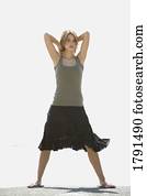 mulher, em, roupa verão