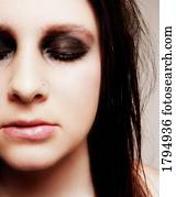 Closeup of young woman's face