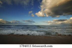 ondas, ligado, um, praia