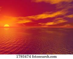 Sunset over the water